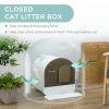 PawHut Cat Litter Box with Lid, Covered Litter Box for Indoor Cats with Tray, Scoop, Filter, 17" x 17" x 18.5", White