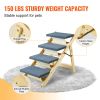 VEVOR Wood Pet Stairs/Pet Steps, 2-in-1 Foldable Wooden Dog Stair for Beds, Sofa and Cars, Dog Stairs & Ramp with 4 Steps for Small Medium Large Pet