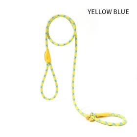 Dog Rope Pet Pulling Rope Puppy Strap Traction Rope Heavy Duty Belt Large Dog Leash Dog Collar Strap Dog Training Pet Harness Hands-Free Leash For Sma (Color: Yellow Blue, size: 1.5x1)