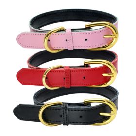 Genuine Leather Dog Collar; Wide Dog Collar; Soft Padded Breathable Adjustable Tactical Waterproof Pet Collar (Specification (L * W): XS 30*1.5cm, colour: Rose red)