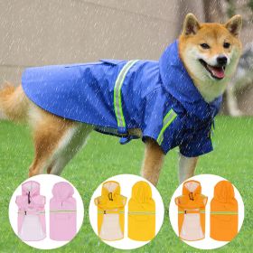 Pet raincoat for large and small dog; PU waterproof big dog raincoat; outdoor reflective dog raincoat (colour: blue, size: M)