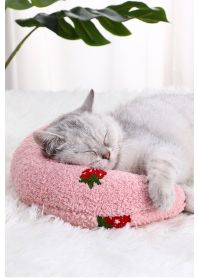 Cat U-shaped pillow protection cervical vertebra deep sleep pet pillow dog cat pillow dog dog toy cat toy (colour: Pink, size: 24*20*7cm)